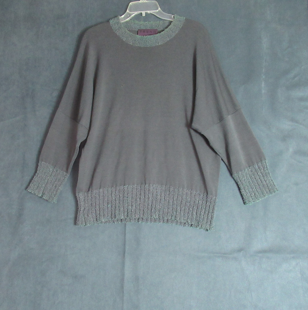 Vintage Trend Les Copains Sweater 40 Gray Lambswool Crew Neck Grunge Italy 90s